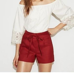NWT Express High Waist SashTie Linen-Blend Shorts